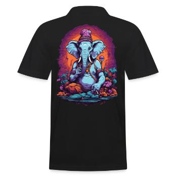 Elefant Psychedelic Art Goa Trance Wald Pilze - Männer Poloshirt - Schwarz - Hinten - Kai (181cm)