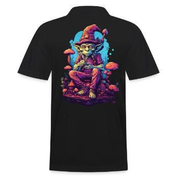 Außerirdischer Psychedelic Art Wald Pilze Musik - Männer Poloshirt - Schwarz - Hinten - Kai (181cm)