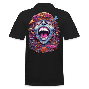 Psychedelic Art Wald Pilze Musik Festival Design - Männer Poloshirt - Schwarz - Hinten - Kai (181cm)