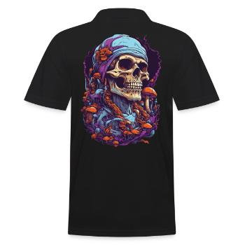 Lebendige Farben Musik Wald Pilze Psychedelic - Männer Poloshirt - Schwarz - Hinten - Kai (181cm)