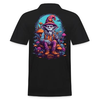 Goblin Psychedelic Art Wald Pilze Musik Festival - Männer Poloshirt - Schwarz - Hinten - Kai (181cm)
