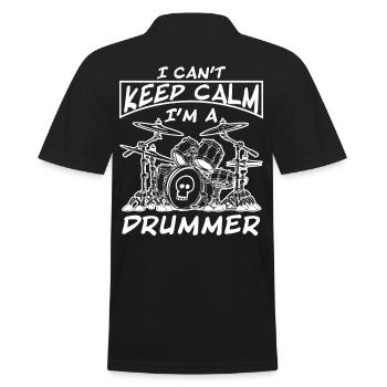 I Can't Keep Calm I'm a Drummer Tee - Men's Polo Shirt - black - Back - Kai (181cm)