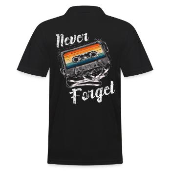 Never Forget -Retro Cassette Vibes - Men's Polo Shirt - black - Back - Kai (181cm)