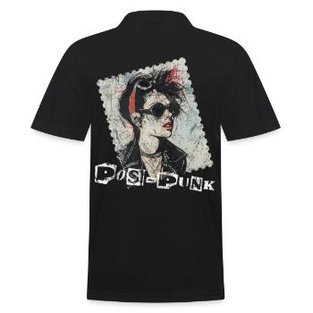 Retro Punk Rock Stamp Design - PosPunk - Men's Polo Shirt - black - Back - Kai (181cm)