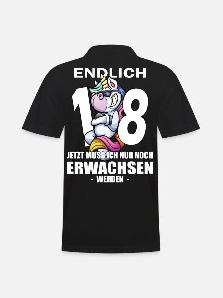 18. Geburtstag Einhorn 18 Jahre 18. Jubiläum - Männer Poloshirt - Schwarz