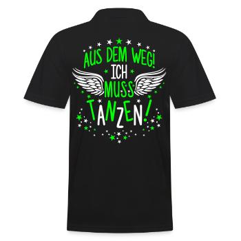 Aus dem Weg ich muss tanzen Dancing Party Wings - Männer Poloshirt - Schwarz - Hinten - Kai (181cm)