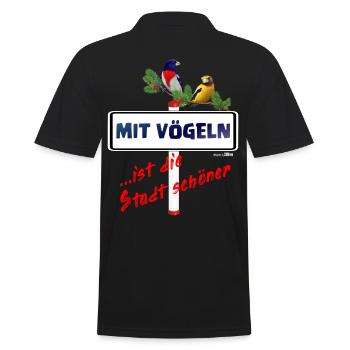 Mit vögeln ... ist die Stadt schöner - Männer Poloshirt - Schwarz - Hinten - Kai (181cm)
