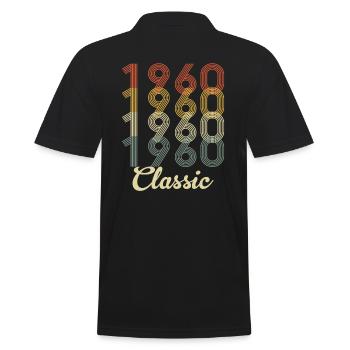 vintage Birth in 1960 birthday present - Men's Polo Shirt - black - Back - Kai (181cm)
