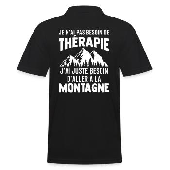 T-shirt randonnée - thérapie montagne - Polo Homme - noir - Dos - Kai (181cm)