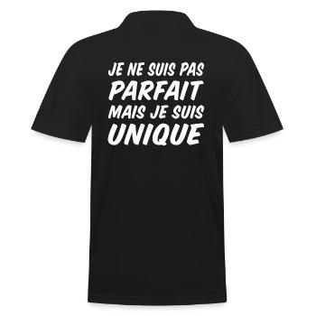 je ne suis pas parfait mais je suis unique - Polo Homme - noir - Dos - Kai (181cm)