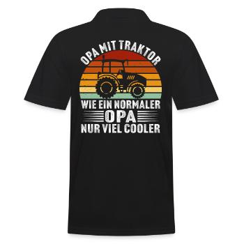 opa mit traktor geschenk für großvater bauer - Männer Poloshirt - Schwarz - Hinten - Kai (181cm)