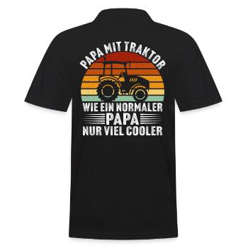papa mit traktor Geschenk für vater bauer - Männer Poloshirt - Schwarz - Hinten - Kai (181cm)
