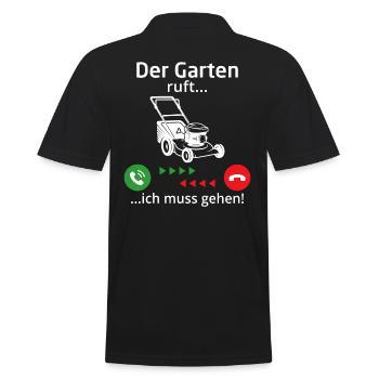 Der garten ruft ich muss gehen - Männer Poloshirt - Schwarz - Hinten - Kai (181cm)