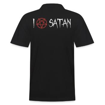 Ich Liebe Satan Pentagramm - Männer Poloshirt - Schwarz - Hinten - Kai (181cm)