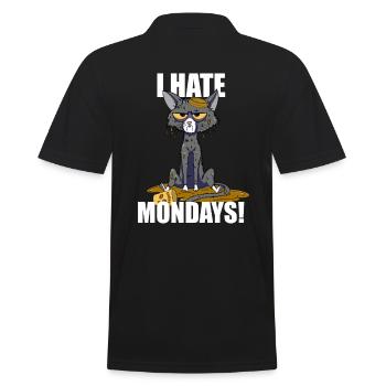 Katze i hate mondays lustiger Montag Spruch - Männer Poloshirt - Schwarz - Hinten - Kai (181cm)