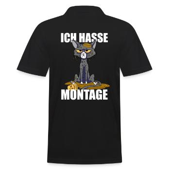 Ich hasse Montage Katze Spruch typischer Wochentag - Männer Poloshirt - Schwarz - Hinten - Kai (181cm)