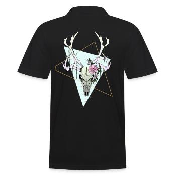 Aesthetic Deer Skull Hirschkopf Pastell Design - Männer Poloshirt - Schwarz - Hinten - Kai (181cm)