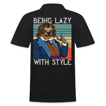 Sloth saying being lazy with style Retro Design - Men's Polo Shirt - black - Back - Kai (181cm)