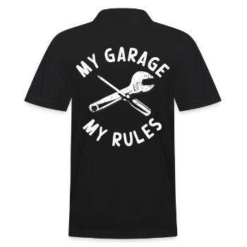 My Garage My Rules Funny Workshop Saying - Men's Polo Shirt - black - Back - Kai (181cm)