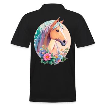 Pastel Couleurs Pony Horse Art avec des fleurs - Polo Homme - noir - Dos - Kai (181cm)