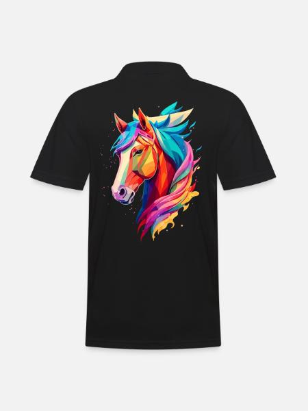 Polygon Pferd - Männer Poloshirt - Schwarz