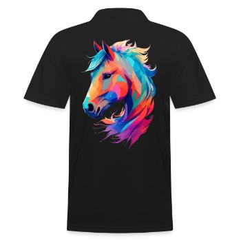 Reitsport Pferde Design Kunstvolle Illustration - Männer Poloshirt - Schwarz - Hinten - Kai (181cm)