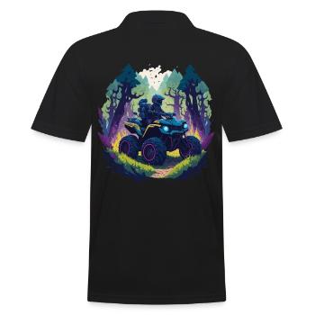 Offroad Quad Race Forest Cartoon Illustration - Men's Polo Shirt - black - Back - Kai (181cm)