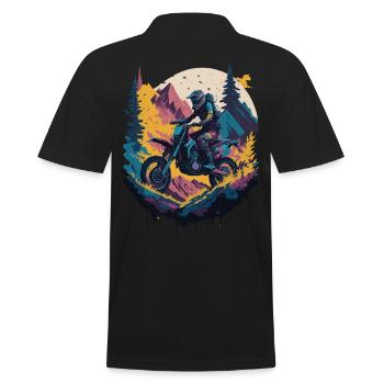 Motocross Biker Rennen Dirt Bike Motorrad Offroad - Männer Poloshirt - Schwarz - Hinten - Kai (181cm)