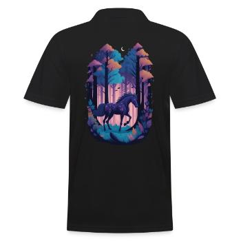 Magisches Pferd im düsteren magischen Wald - Männer Poloshirt - Schwarz - Hinten - Kai (181cm)