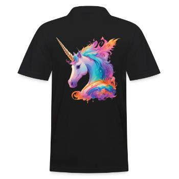Beau cheval licorne poney avec crinière arc-en-ciel - Polo Homme - noir - Dos - Kai (181cm)