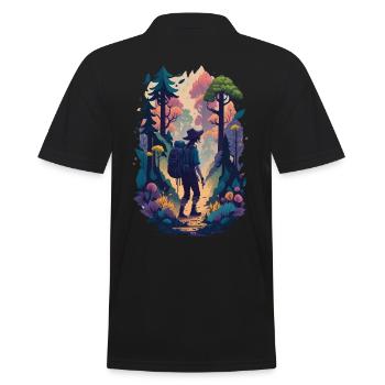 Holidays Nature Hiking in the mountains Leisure Hobby - Men's Polo Shirt - black - Back - Kai (181cm)