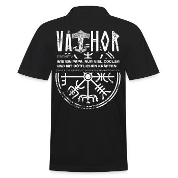 Vathor Wikinger Vater Spruch Vatertag Thor - Männer Poloshirt - Schwarz - Hinten - Kai (181cm)