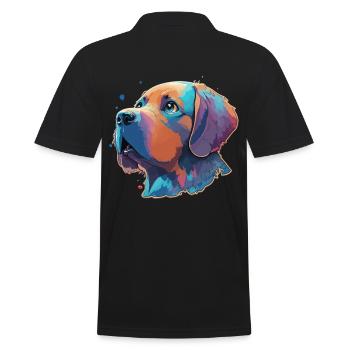 Süßer Cartoon Hund Labrador Welpe Kunstvoll - Männer Poloshirt - Schwarz - Hinten - Kai (181cm)