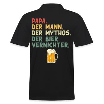 Papa Mann Mythos Bier Vernichter Lustiger Spruch - Männer Poloshirt - Schwarz - Hinten - Kai (181cm)