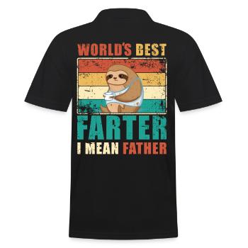 Father World's Best Fart Funny Father's Day Saying - Men's Polo Shirt - black - Back - Kai (181cm)