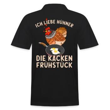 Ich liebe Hühner die kacken Frühstück Lustig Huhn - Männer Poloshirt - Schwarz - Hinten - Kai (181cm)