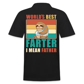 Weltbester furzender Dad - Lustiger Papa Spruch - Männer Poloshirt - Schwarz - Hinten - Kai (181cm)
