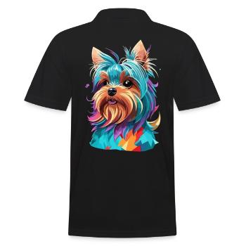 Der Yorkshire Terrier Polygon Hund Kunst Hunde - Männer Poloshirt - Schwarz - Hinten - Kai (181cm)