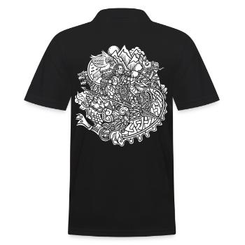 Wikinger Runen Odin auf Sleipnir Midgardschlange - Männer Poloshirt - Schwarz - Hinten - Kai (181cm)