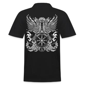 Odin Raben Hugin Munin Aegishjalmur Wikinger Runen - Männer Poloshirt - Schwarz - Hinten - Kai (181cm)