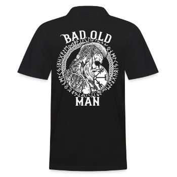 Lustiger Wikinger Spruch mit Runen - Bad Old Man - Männer Poloshirt - Schwarz - Hinten - Kai (181cm)