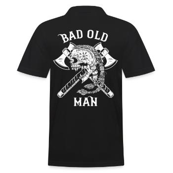 Lustiger Wikinger Spruch 'Bad Old Man' mit Axt - Männer Poloshirt - Schwarz - Hinten - Kai (181cm)