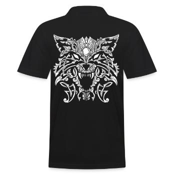 Fenrir Wolf & Keltische Knoten - Wikinger Design - Männer Poloshirt - Schwarz - Hinten - Kai (181cm)