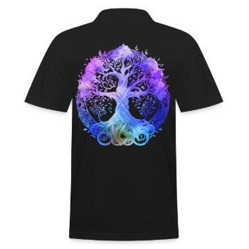 Baum des Yoga Lebens Spiritualität und Meditation - Männer Poloshirt - Schwarz - Hinten - Kai (181cm)