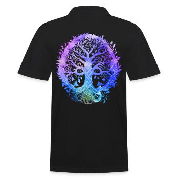 Yoga Meditation mit spirituellem Baum des Lebens - Männer Poloshirt - Schwarz - Hinten - Kai (181cm)