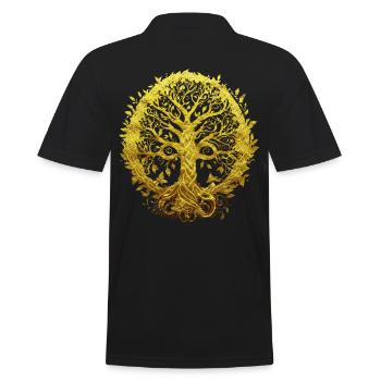 Goldener Yggdrasil Baum des Lebens Spiritualität - Männer Poloshirt - Schwarz - Hinten - Kai (181cm)