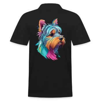 Welpe Yorkie Yorkshire Terrier Hund Hundeliebhaber - Männer Poloshirt - Schwarz - Hinten - Kai (181cm)
