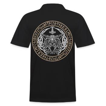 Fenris Wolf Vikings Nœuds celtiques Fenrir Runes - Polo Homme - noir - Dos - Kai (181cm)