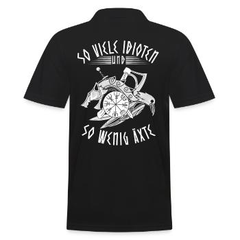 Wikinger Axt Spruch mi Sarkasmus und lustig Humor - Männer Poloshirt - Schwarz - Hinten - Kai (181cm)