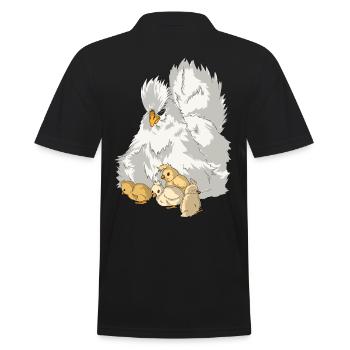 Silk Chicken Hen with Chick Silk Chicken Chicken - Men's Polo Shirt - black - Back - Kai (181cm)